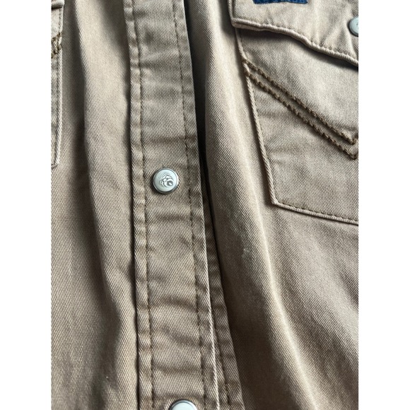Wrangler Womens Western Pearl Snap Shirt Tan Cotton Stretch Cowgirl Medium - Picture 7 of 14